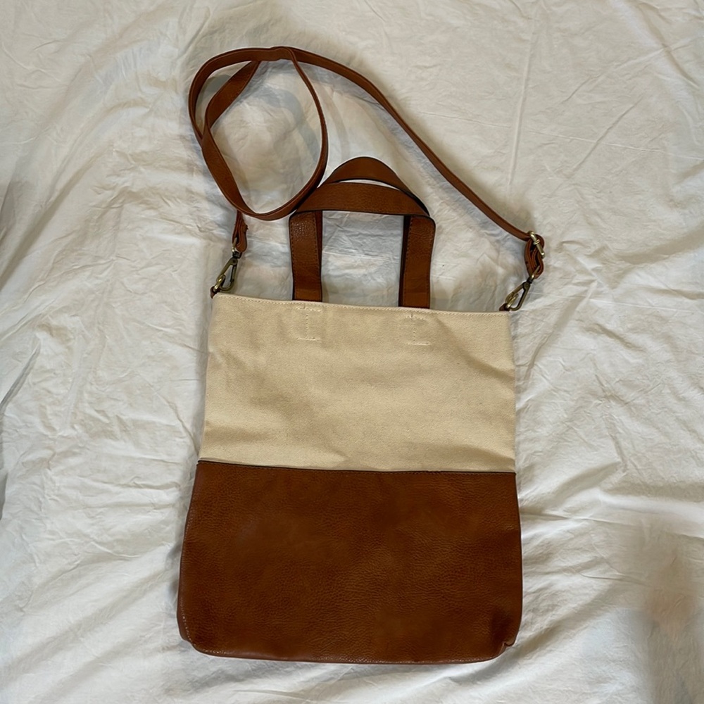 Free People Vegan Leather and Canvas Tote